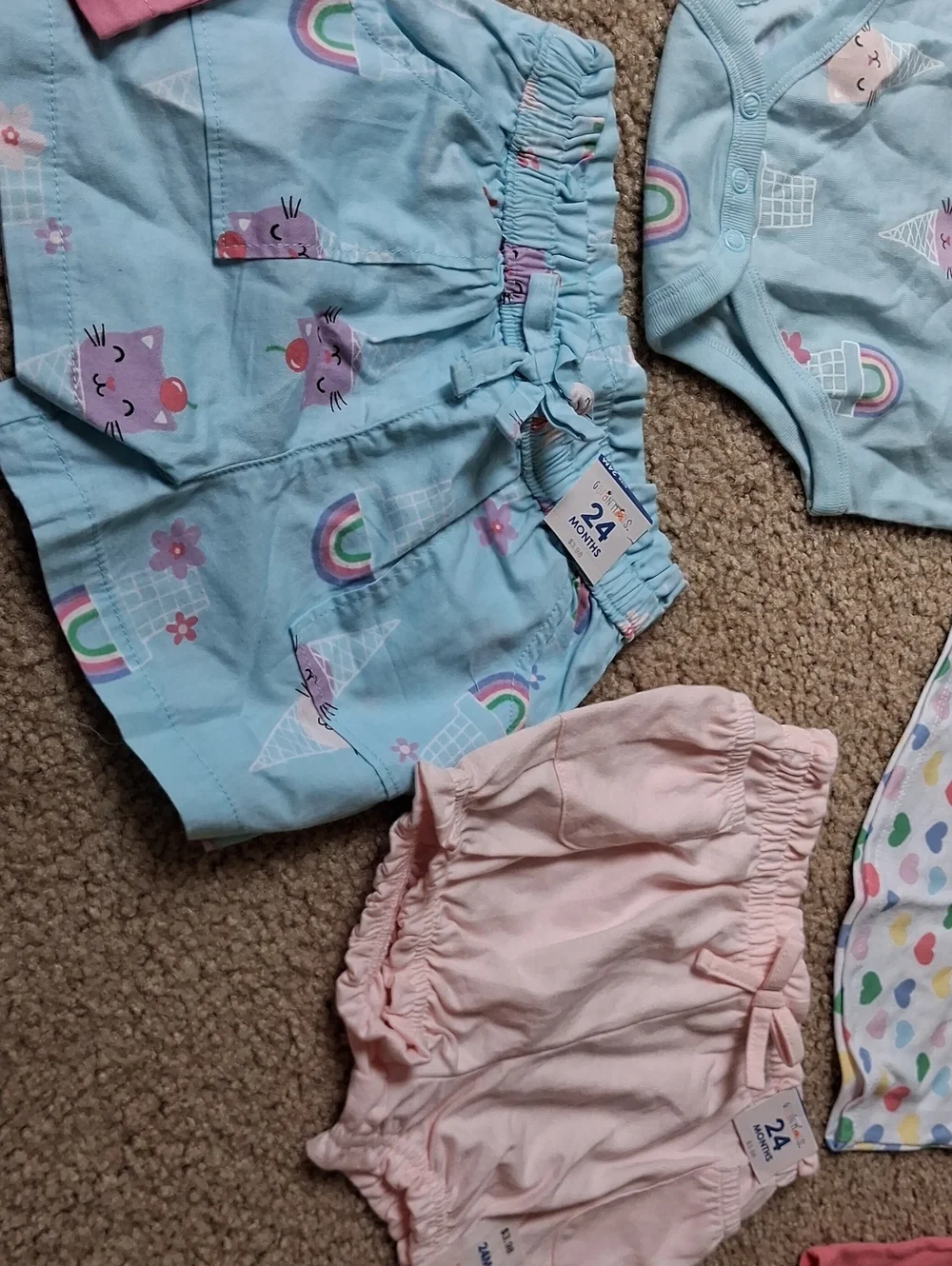 Bundle Garanimals 24M Baby Girls Matching Sets - White, Pink, Light Blue, Cream